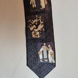 The Saturday Evening Post Norman‎ Rockwell Boys Sports Tie 2001 Silk Brown...